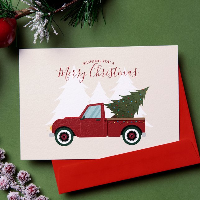 Cartes Pour Fêtes Annuelles Photo de Noël vintage Red Truck (Créateur téléchargé)