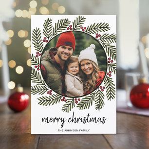 Cartes Pour Fêtes Annuelles Photo de Noël Whimsical - Calligraphie - Branches