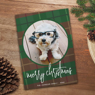 Cartes Pour Fêtes Annuelles Photo de Noël Whimsical - Calligraphie et Plaid