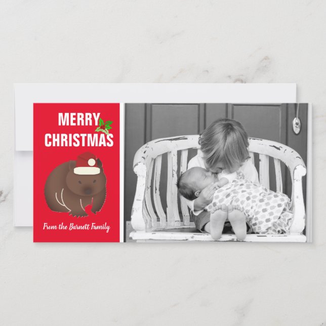 Cartes Pour Fêtes Annuelles Photo de Noël Wombat (Devant)