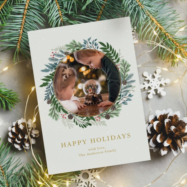 Cartes Pour Fêtes Annuelles Photo de Noël Wreath (Créateur téléchargé)