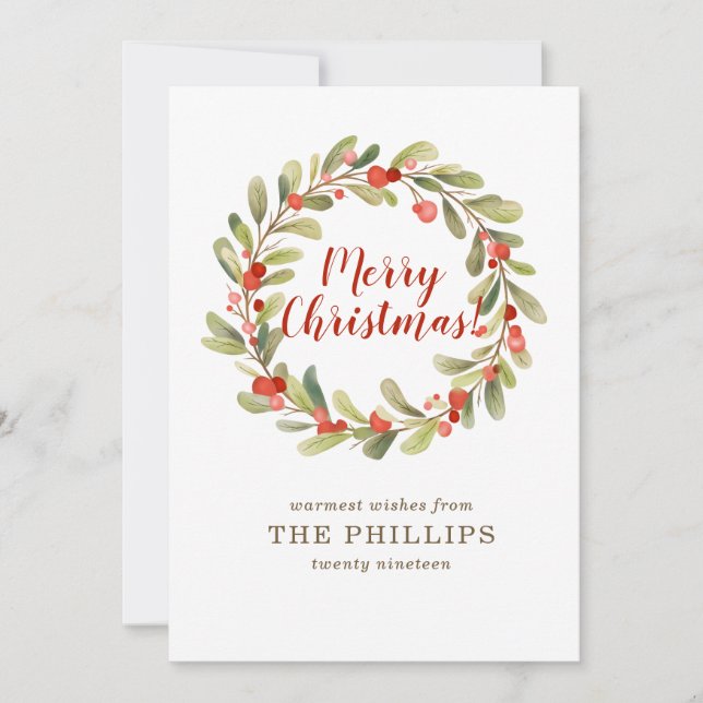 Cartes Pour Fêtes Annuelles Photo de Noël Wreath (Devant)