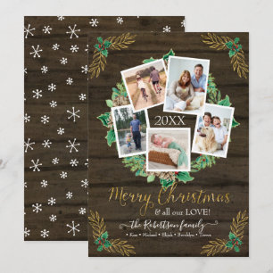 Cartes Pour Fêtes Annuelles Photo de Noël Wreath Gold Russe Aquarelle