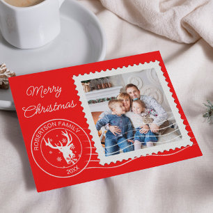 Cartes Pour Fêtes Annuelles Photo de poche moderne de Noël Rouge