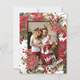 Cartes Pour Fêtes Annuelles Photo de poinsettia et houx