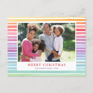 Cartes Pour Fêtes Annuelles Photo de rayures aquarelles arc-en-ciel modernes