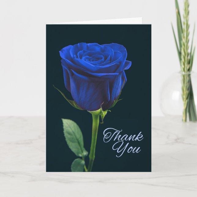Cartes Pour Fêtes Annuelles Photo de Rose bleu de la police Merci (Devant)