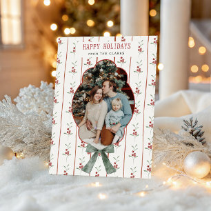Cartes Pour Fêtes Annuelles Photo de ruban vert houx aquarelle cosy