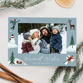 Cartes Pour Fêtes Annuelles Photo de scène hivernale fantaisiste avec neige qu