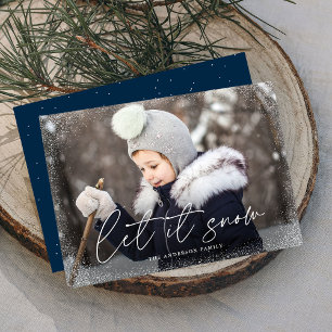 Cartes Pour Fêtes Annuelles Photo de script moderne de « Let It Snow »