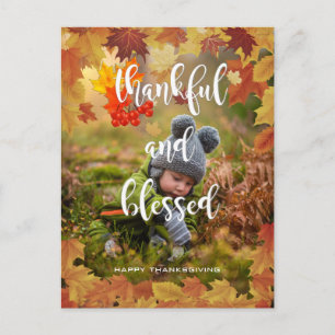 Cartes Pour Fêtes Annuelles Photo de Thanksgiving d'automne reconnaissant et b