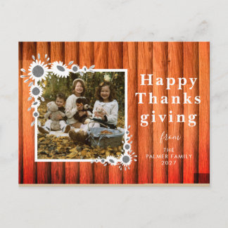Cartes Pour Fêtes Annuelles Photo de Thanksgiving heureux tournesol en bois ru
