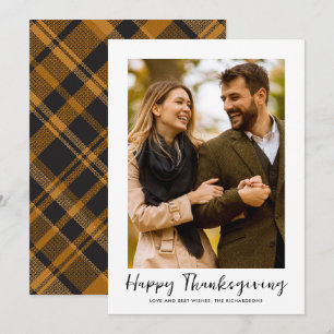 Cartes Pour Fêtes Annuelles Photo de Thanksgiving Plaid