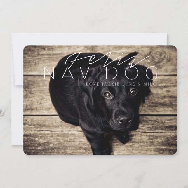 Cartes Pour Fêtes Annuelles Photo de vacances de Feliz Navidog | (Devant)