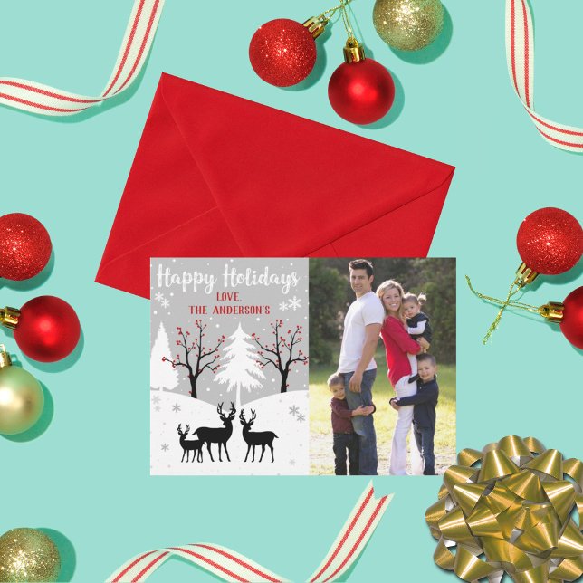 Cartes Pour Fêtes Annuelles Photo de vacances de la forêt d'hiver (Créateur téléchargé)