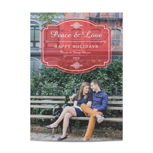 Cartes Pour Fêtes Annuelles Photo de vacances Paix et Amour (Créateur téléchargé)