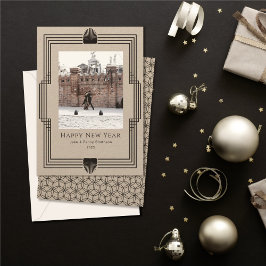 Cartes Pour Fêtes Annuelles Photo Déco Nouvel An Kraft Black Holiday Card