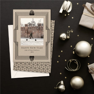 Cartes Pour Fêtes Annuelles Photo Déco Nouvel An Kraft Black Holiday Card
