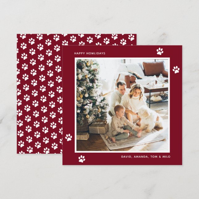 Cartes Pour Fêtes Annuelles Photo des pattes des propriétaires de chiens rouge (Devant / Derrière)