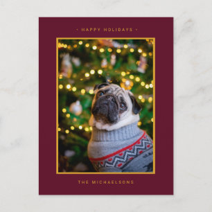 Cartes Pour Fêtes Annuelles PHOTO DES VACANCES DE NOËL Poinsettias d'or
