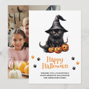 Cartes Pour Fêtes Annuelles Photo d'Halloween des Citrouilles de chats noirs