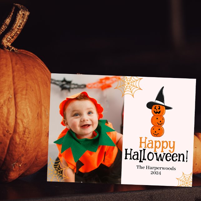 Cartes Pour Fêtes Annuelles Photo d'Halloween Joyeuse jack-o-lanterne citrouil (Créateur téléchargé)