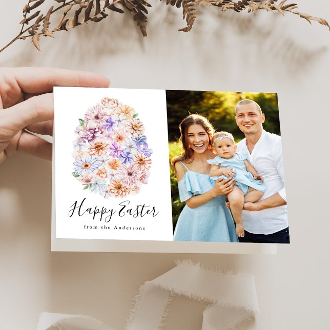 Cartes Pour Fêtes Annuelles Photo d'Oeuf de Pâques Floral du printemps (Créateur téléchargé)