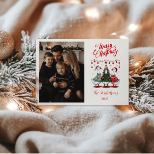 Cartes Pour Fêtes Annuelles Photo d'oies de Noël en pulls confortables