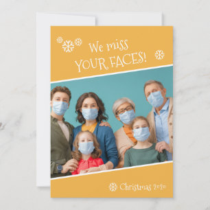 Cartes Pour Fêtes Annuelles Photo Drôle Nous Manquons Vos Visages Covid Jaune