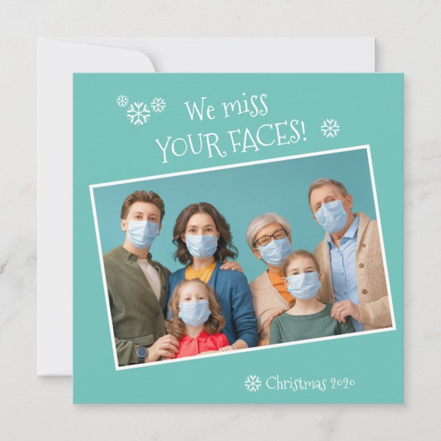 Cartes Pour Fêtes Annuelles Photo Drôle Nous Manquons Vos Visages Covid Noël (Devant)