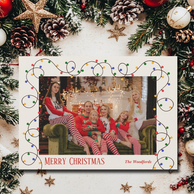 Cartes Pour Fêtes Annuelles Photo du brin de lumière de Noël (Christmas light strand holiday photo cards)