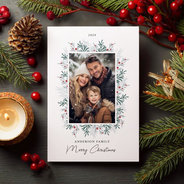 Cartes Pour Fêtes Annuelles Photo du feuillage de Noël (Créateur téléchargé)