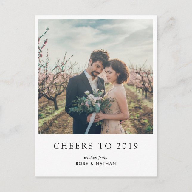 Cartes Pour Fêtes Annuelles Photo Du Nouvel An De Script Moderne 2019 (Devant)