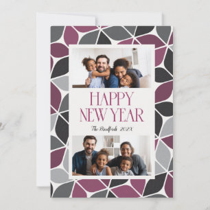 Cartes Pour Fêtes Annuelles Photo du Nouvel An Magenta noir