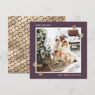 Cartes Pour Fêtes Annuelles Photo du propriétaire du chien d'or violet moderne