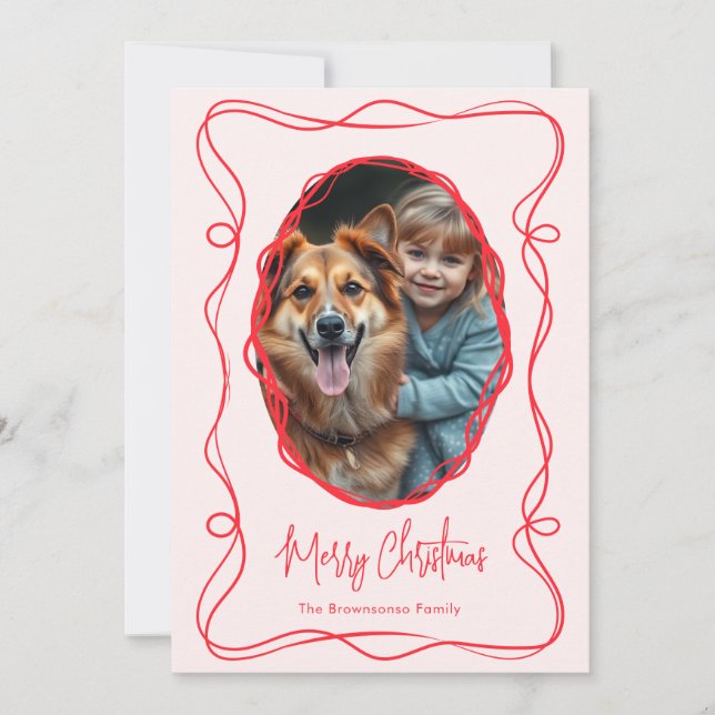 Cartes Pour Fêtes Annuelles Photo élégant de joyeux Noël rose (Devant)