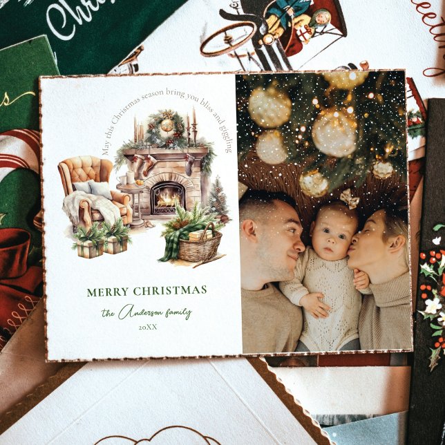 Cartes Pour Fêtes Annuelles Photo élégante Noël cosy (Créateur téléchargé)