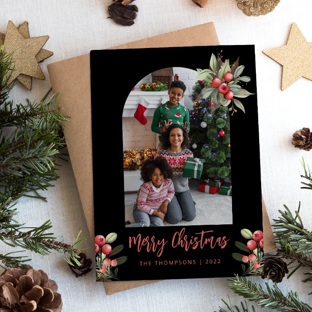 Cartes Pour Fêtes Annuelles Photo en arc Joyeux Noël Noir  (Créateur téléchargé)
