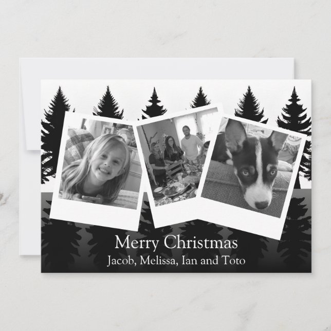Cartes Pour Fêtes Annuelles Photo en noir et blanc Noël moderne (Devant)