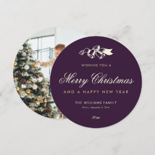 Cartes Pour Fêtes Annuelles Photo en or violet personnalisé Joyeux Noël