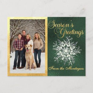 Cartes Pour Fêtes Annuelles Photo encadrée en or et flocon de neige en cristal