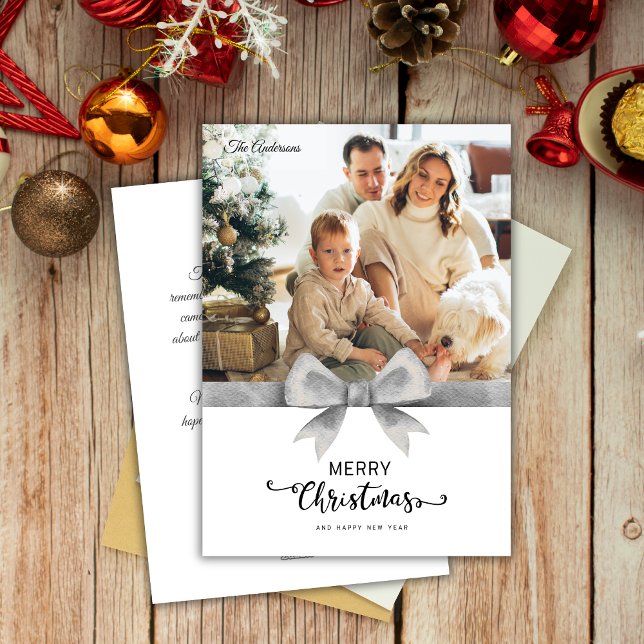 Cartes Pour Fêtes Annuelles Photo et message personnalisés en argent gelé Noël (Créateur téléchargé)