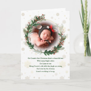Cartes Pour Fêtes Annuelles Photo et nom de Cousin 1er Noël