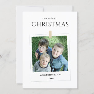 CARTES POUR FÊTES ANNUELLES PHOTO FAMILIALE PERSONNALISÉE MINIMALE MERRIEST NO