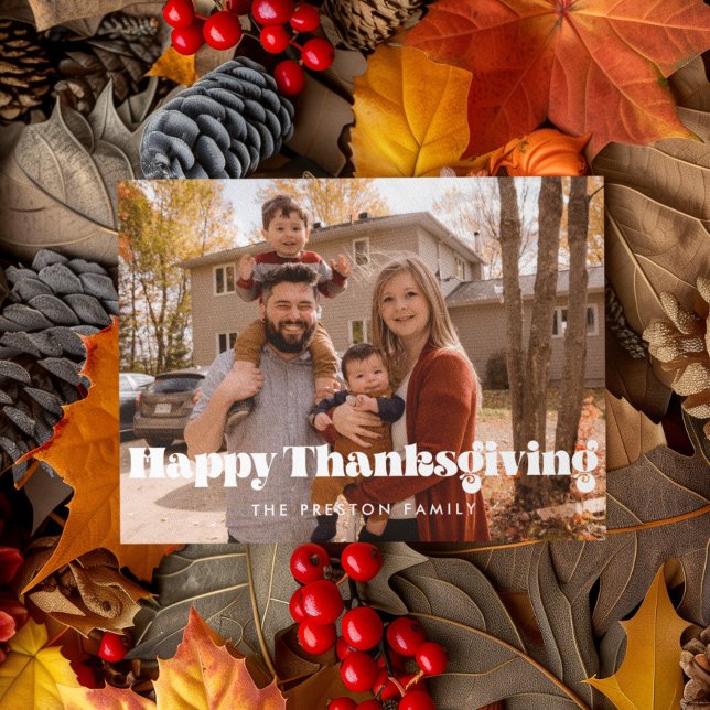 Cartes Pour Fêtes Annuelles Photo famille Bon thanksgiving classique (Créateur téléchargé)