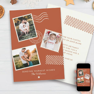 Cartes Pour Fêtes Annuelles Photo Famille Chaude Moderne Jolie Timbre