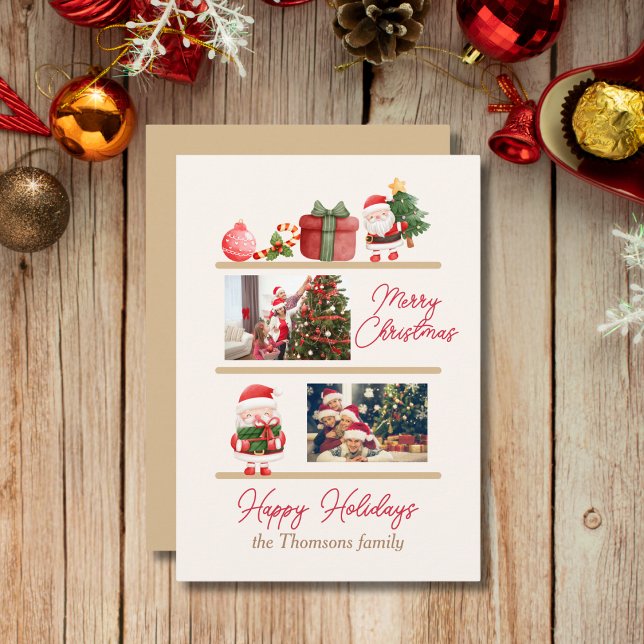 Cartes Pour Fêtes Annuelles Photo Famille Cute Père Noël Joyeux Noël (Créateur téléchargé)