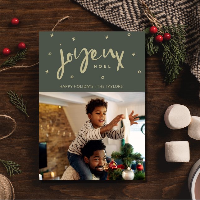 Cartes Pour Fêtes Annuelles Photo famille Joyeux Noel Noël (Family Photo Joyeux Noel Christmas Holiday Card)