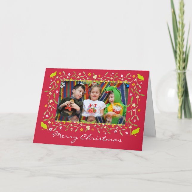 Cartes Pour Fêtes Annuelles Photo famille noël mistletoe étoiles pertridge (Devant)