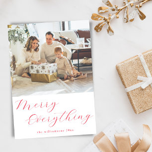 Cartes Pour Fêtes Annuelles Photo festive écriture rouge simple joyeux tout